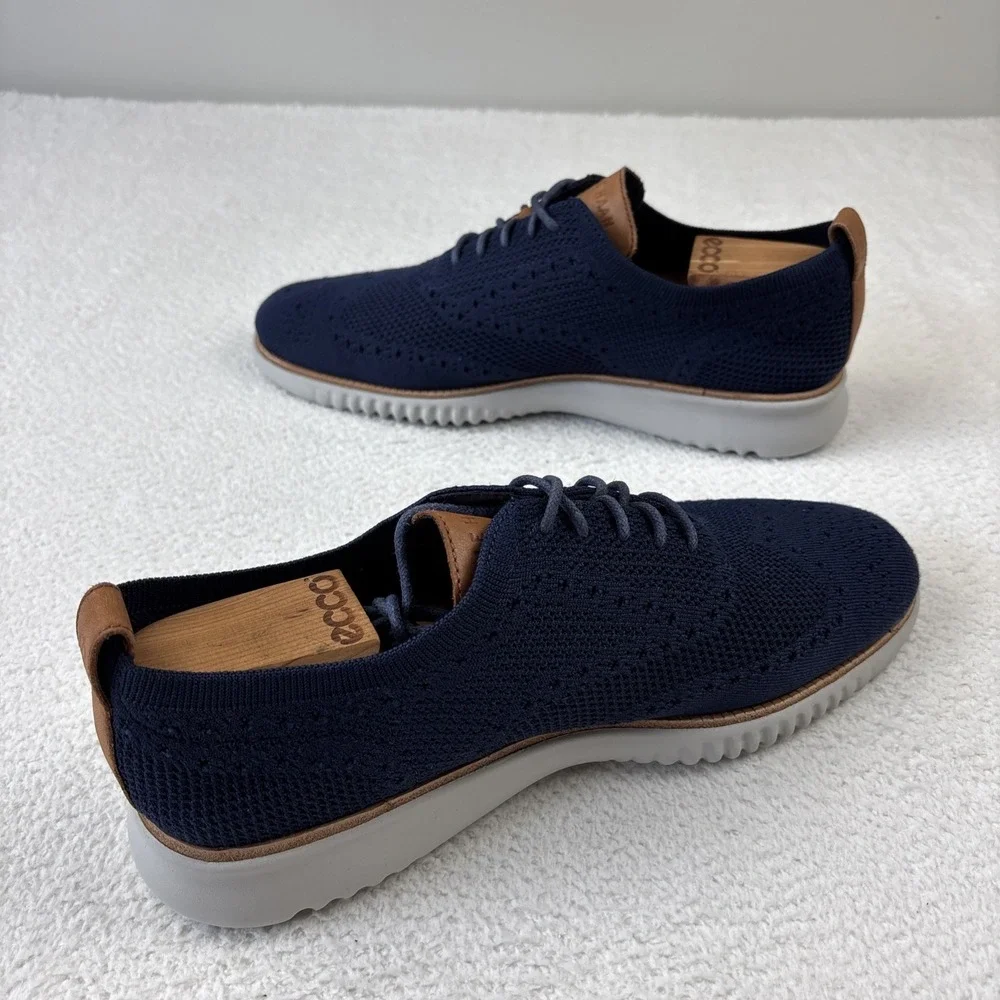 COLE HAAN '2.Zerogrand Stitchlite Wingtip Oxfords' Mens 11 Navy Blue Dress Shoes